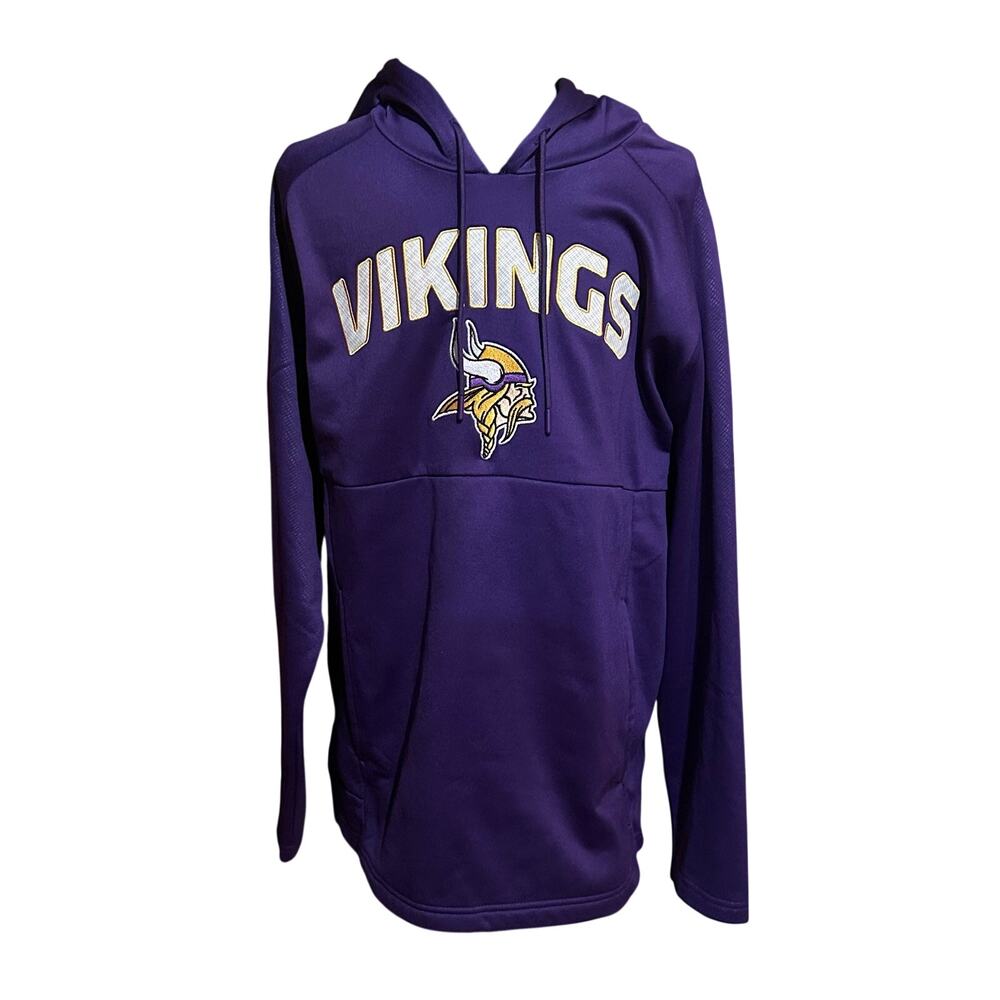 NFL Team Apparel Mens Large Minnesota Vikings Hoodie Sweatshirt Purple Pullover